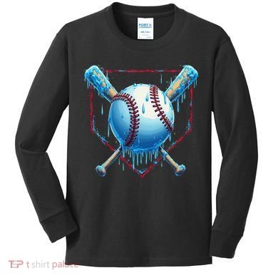 Baseball Drip For Home Plate Ice Cream Drip Funny Kids Long Sleeve Shirt