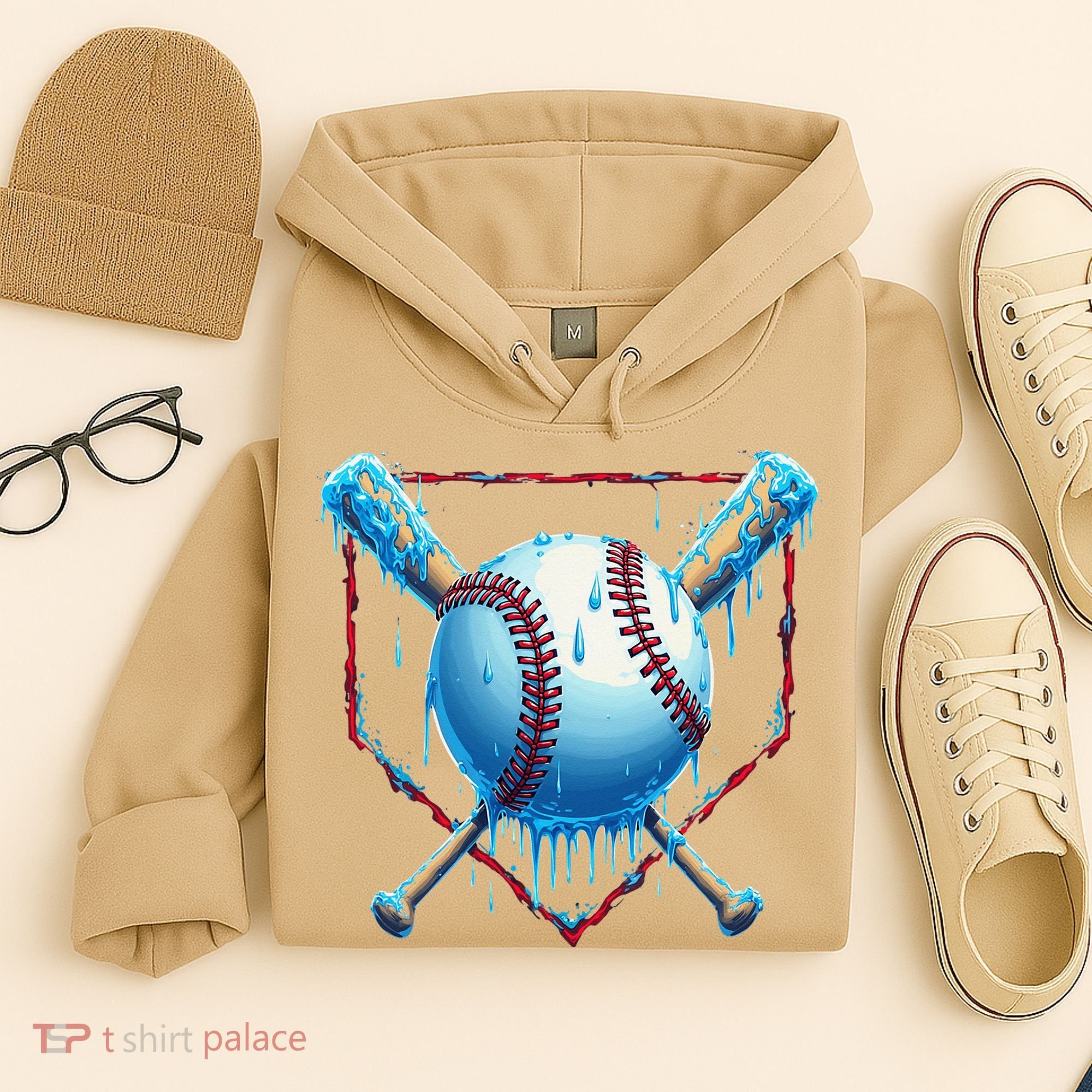 Baseball Drip For Home Plate Ice Cream Drip Funny Hoodie