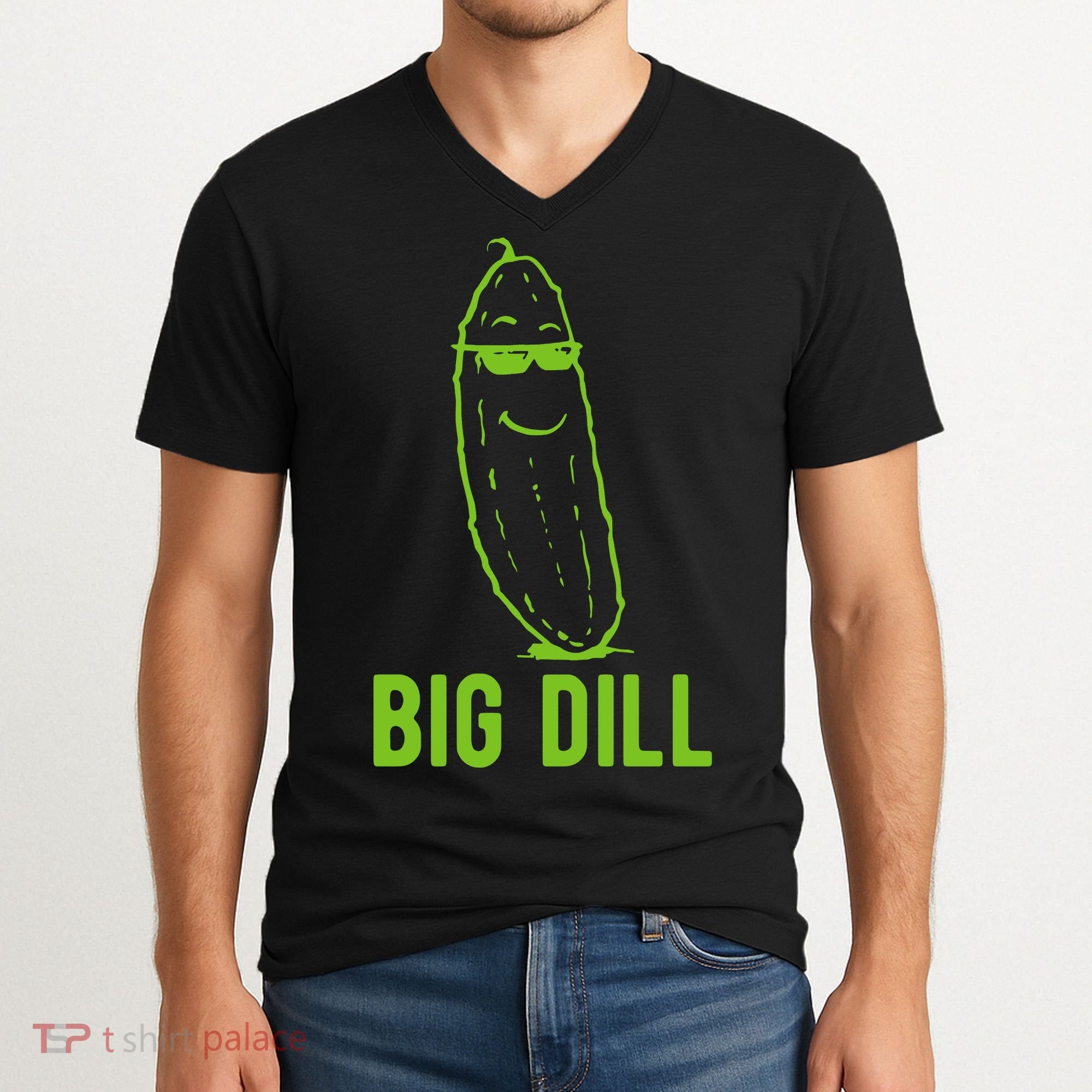 Big Dill Funny Pickle V-Neck T-Shirt