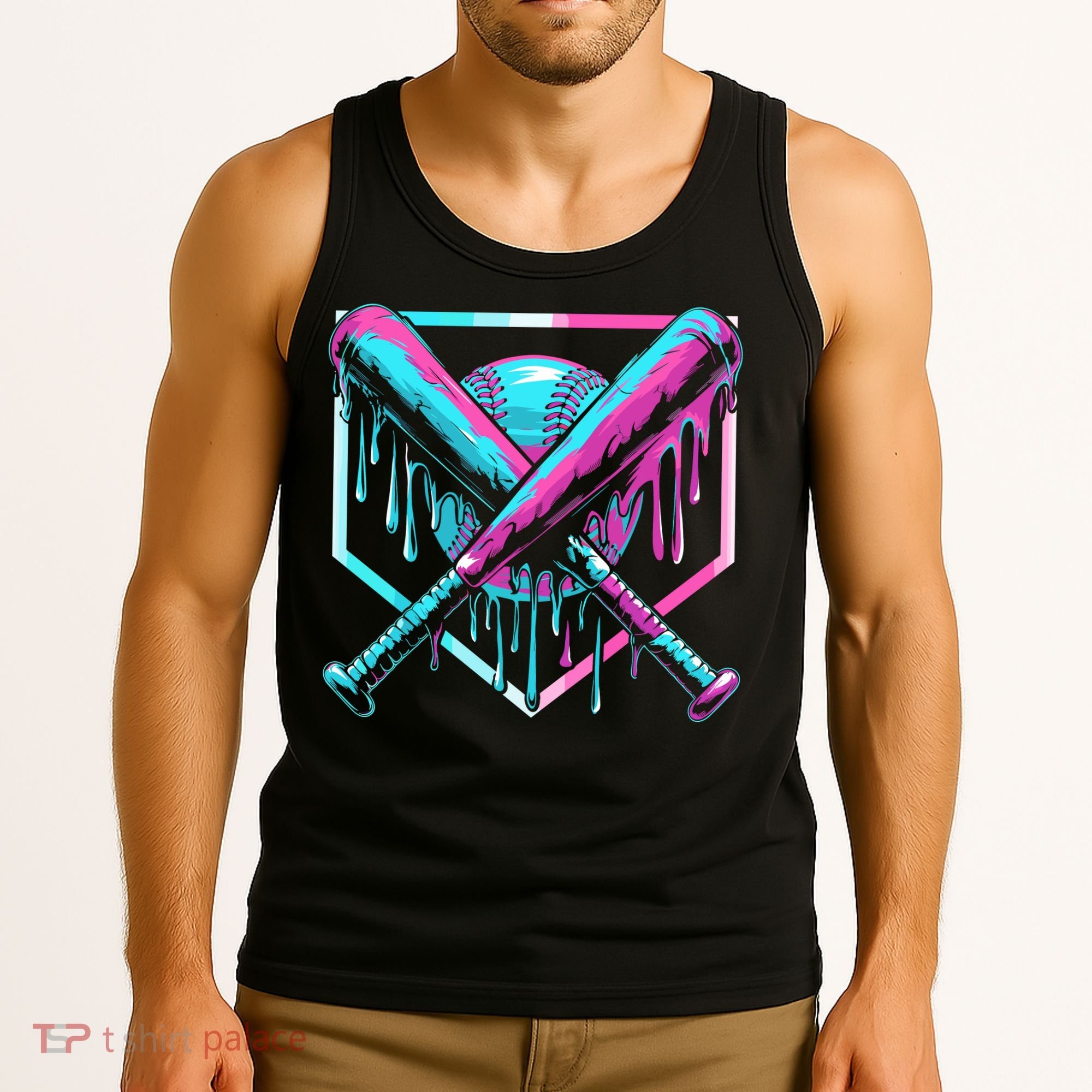 Baseball Drip For Ice Cream Drip Tank Top