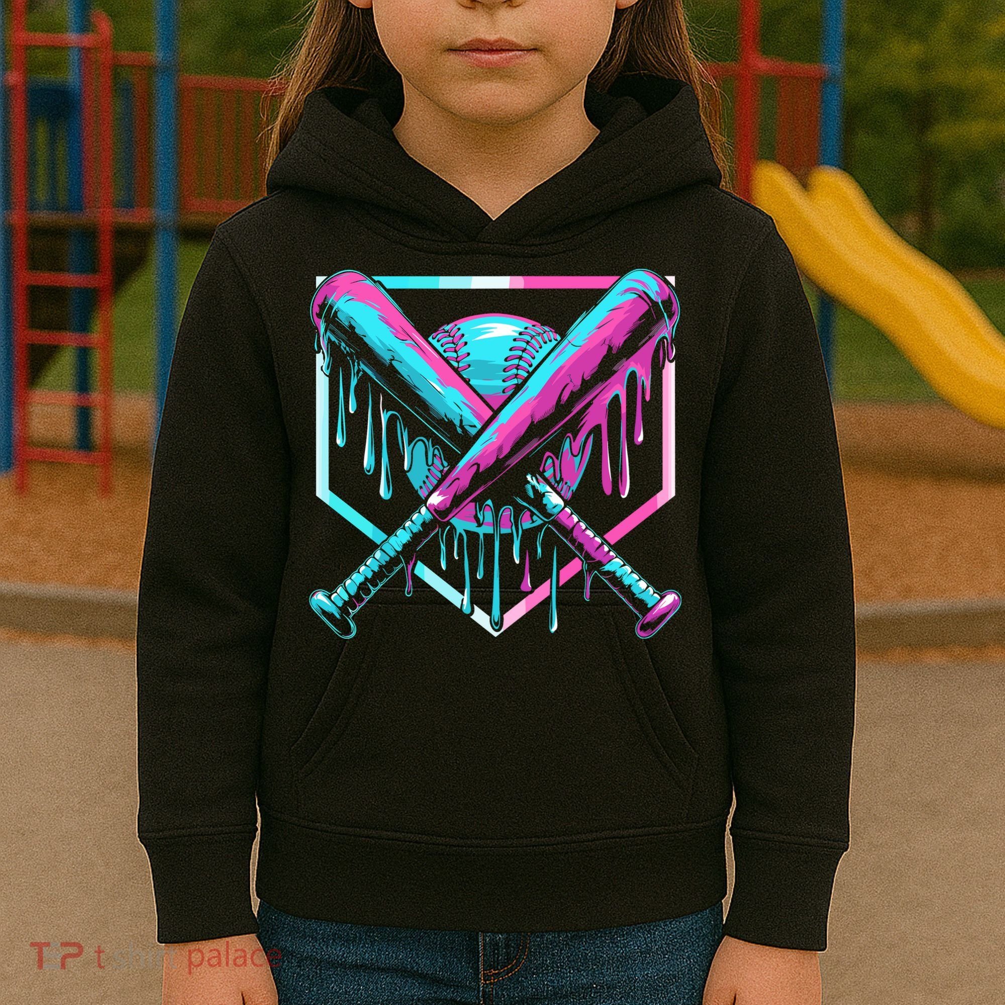 Baseball Drip For Ice Cream Drip Kids Hoodie