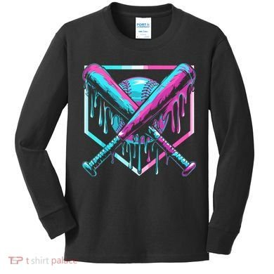 Baseball Drip For Ice Cream Drip Kids Long Sleeve Shirt