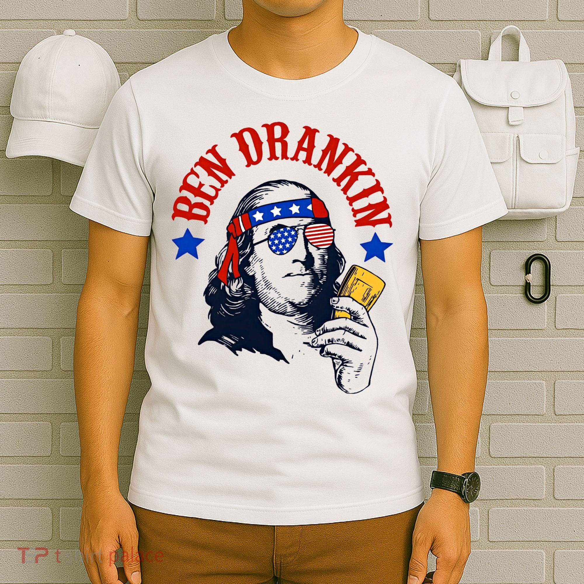 Ben Drankin Funny Fourth Of July 4th Of July Ben Drinking Patry T-Shirt