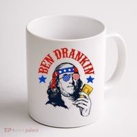 Ben Drankin Funny Fourth Of July 4th Of July Ben Drinking Patry Coffee Mug thumb 1