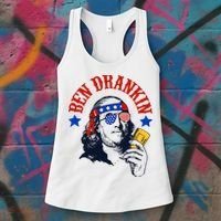 Ben Drankin Funny Fourth Of July 4th Of July Ben Drinking Patry Women's Tank Top thumb 3