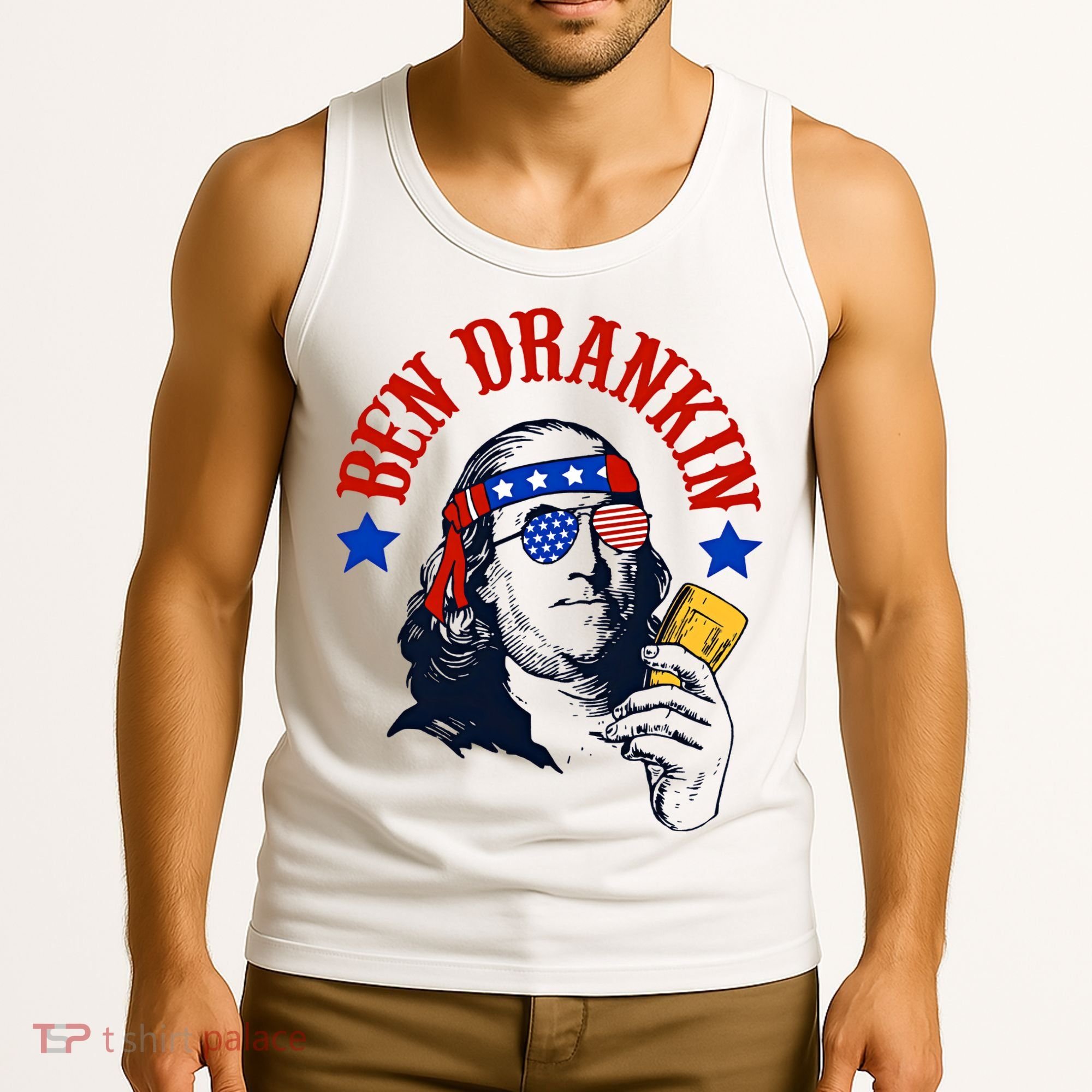 Ben Drankin Funny Fourth Of July 4th Of July Ben Drinking Patry Tank Top
