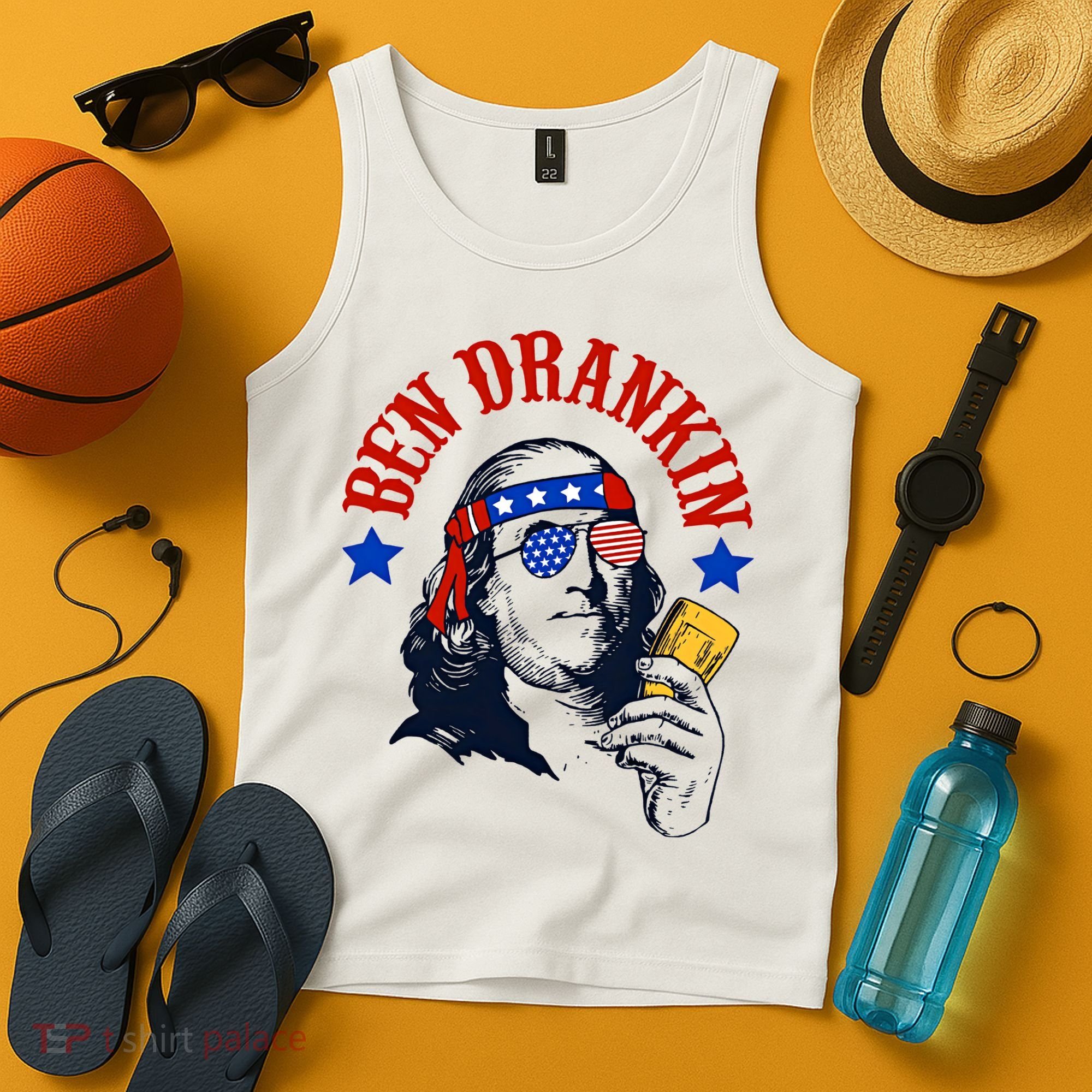 Ben Drankin Funny Fourth Of July 4th Of July Ben Drinking Patry Tank Top