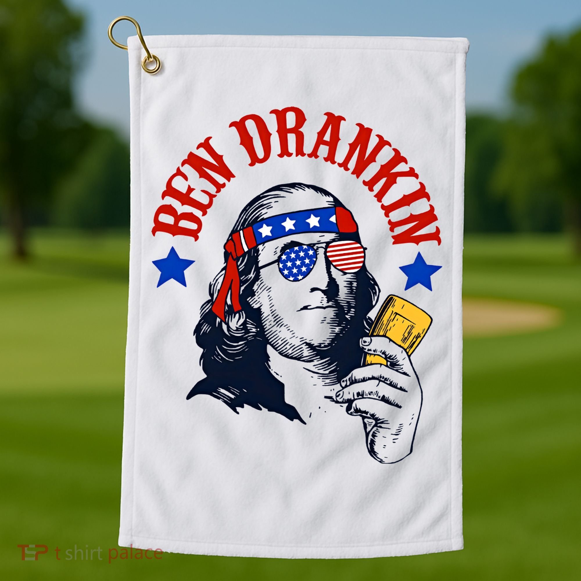 Ben Drankin Funny Fourth Of July 4th Of July Ben Drinking Patry Golf Towel