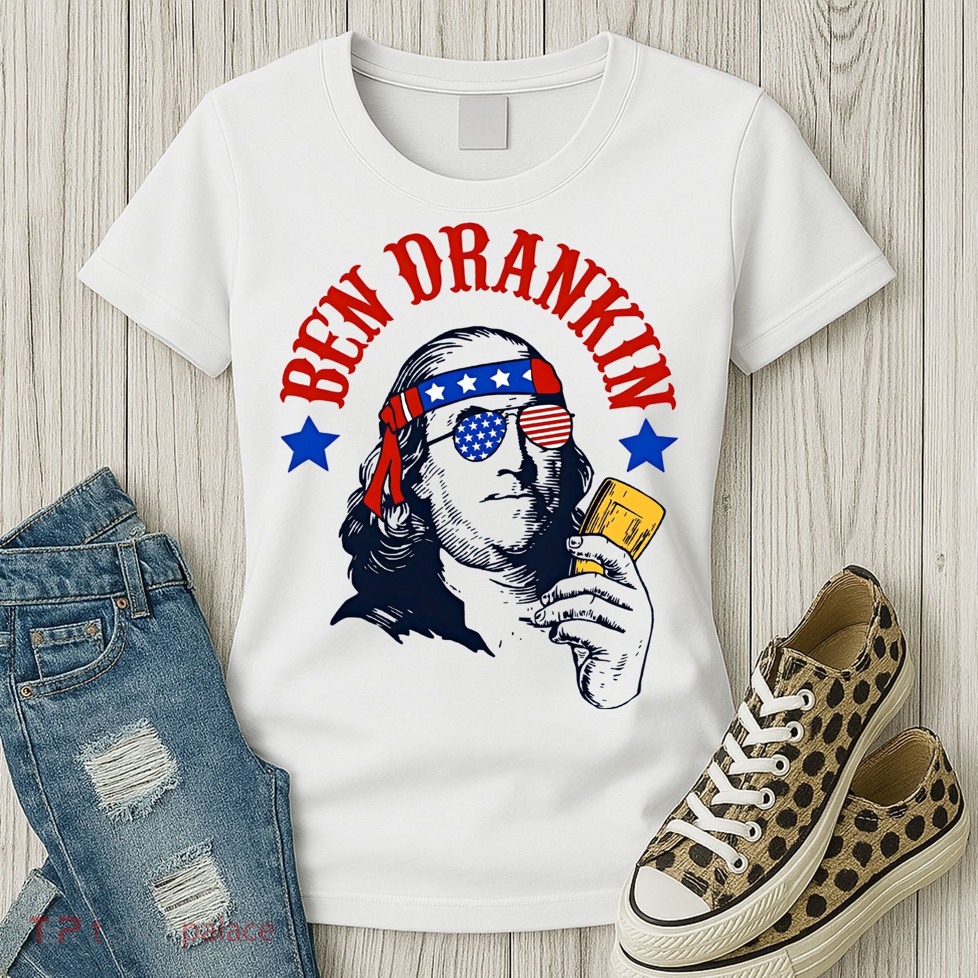 Ben Drankin Funny Fourth Of July 4th Of July Ben Drinking Patry Women's T-Shirt