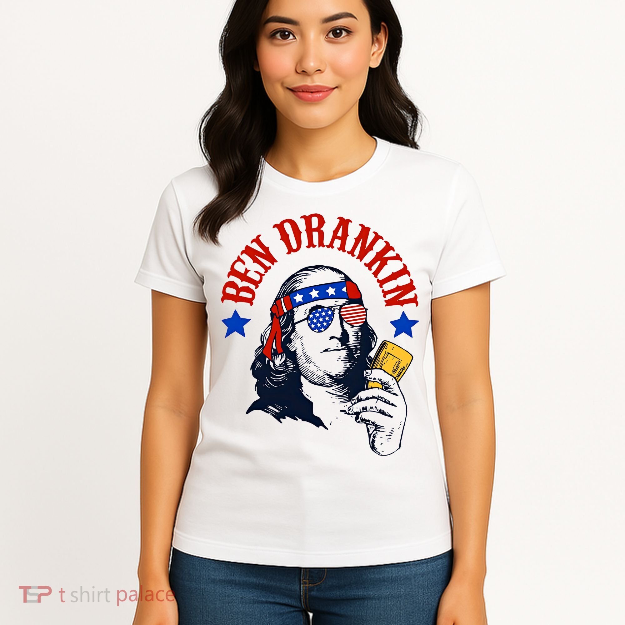 Ben Drankin Funny Fourth Of July 4th Of July Ben Drinking Patry Women's T-Shirt