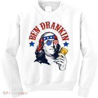 Ben Drankin Funny Fourth Of July 4th Of July Ben Drinking Patry Kids Sweatshirt thumb 0