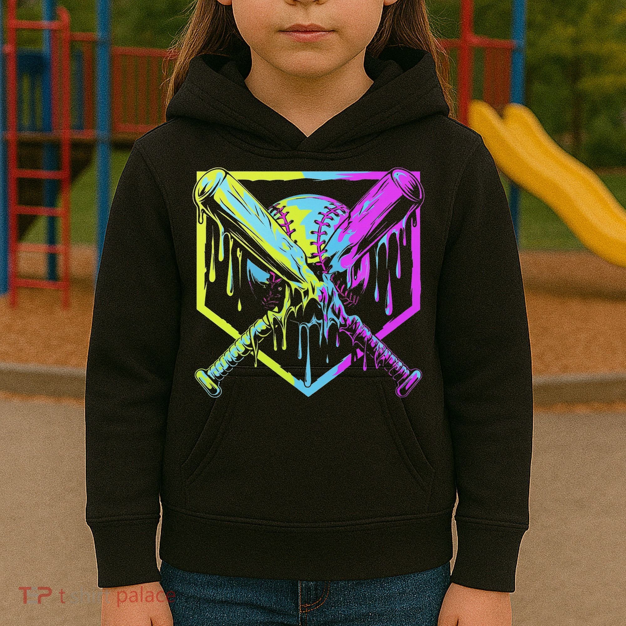 Baseball Drip For Ice Cream Drip Baseball Kids Hoodie