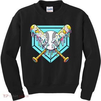 Baseball Drip For Ice Cream Drip Yout.h Baseball Kids Sweatshirt