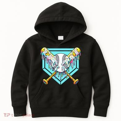 Baseball Drip For Ice Cream Drip Yout.h Baseball Kids Hoodie