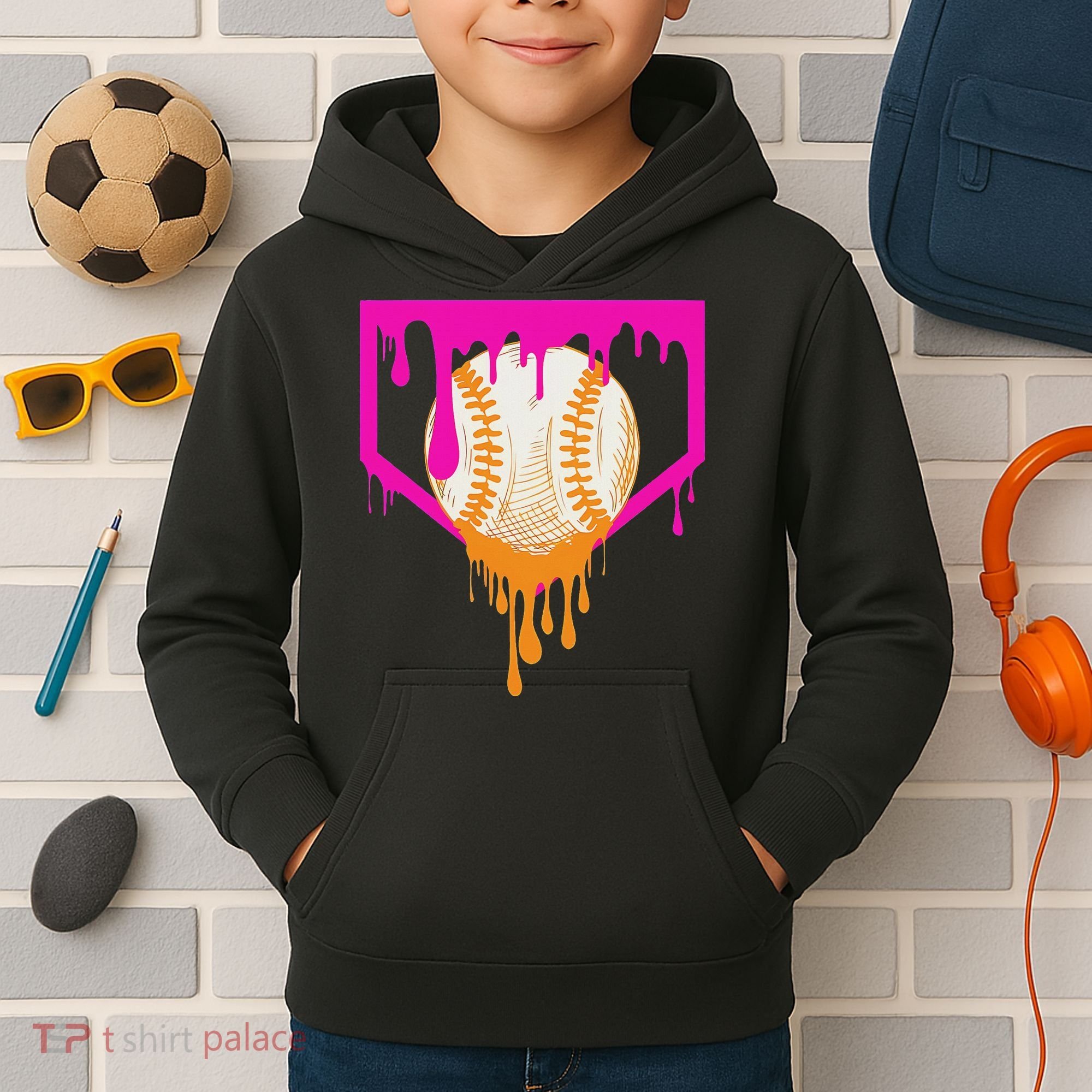 Baseball Drip For Ice Cream Drip Baseball Kids Hoodie
