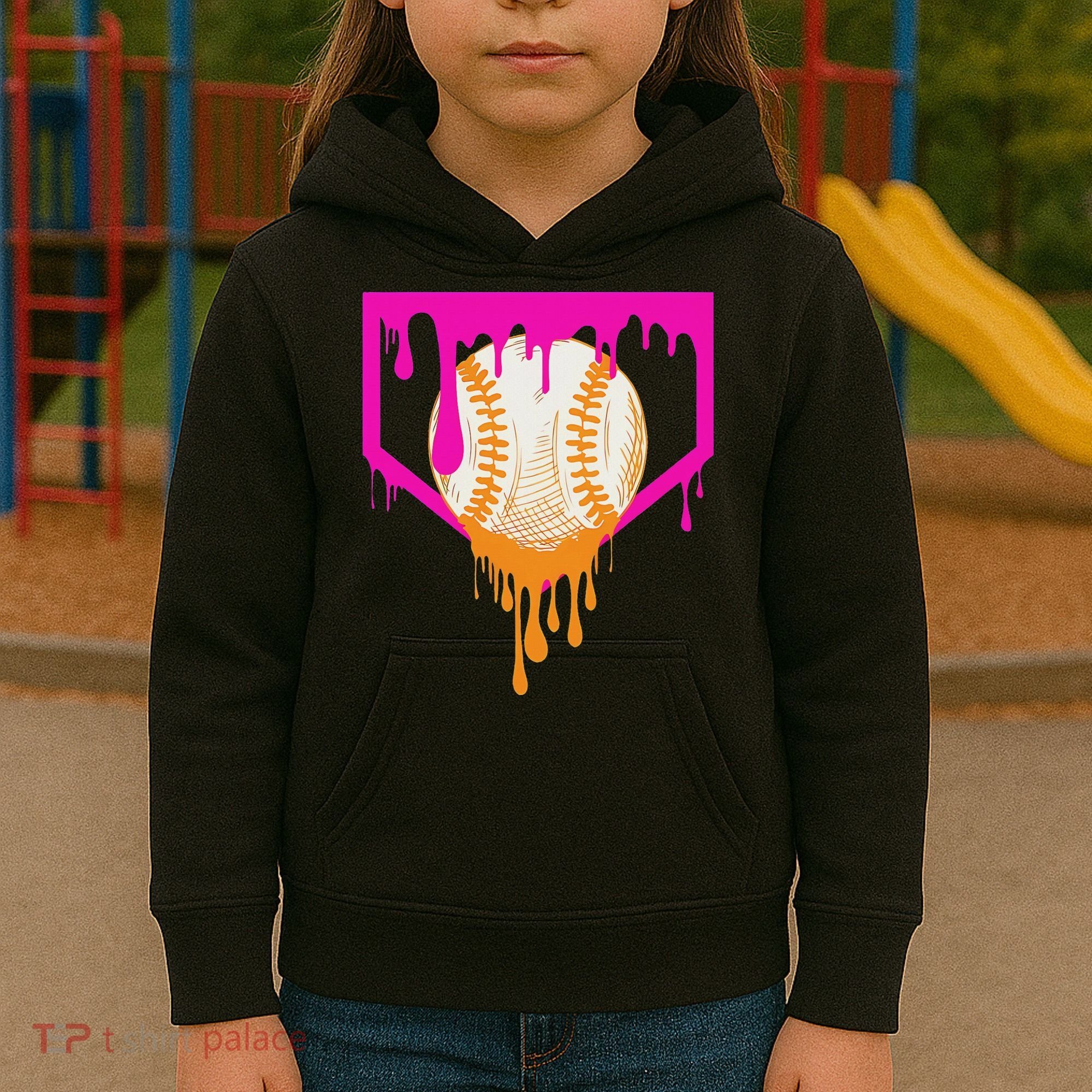 Baseball Drip For Ice Cream Drip Baseball Kids Hoodie