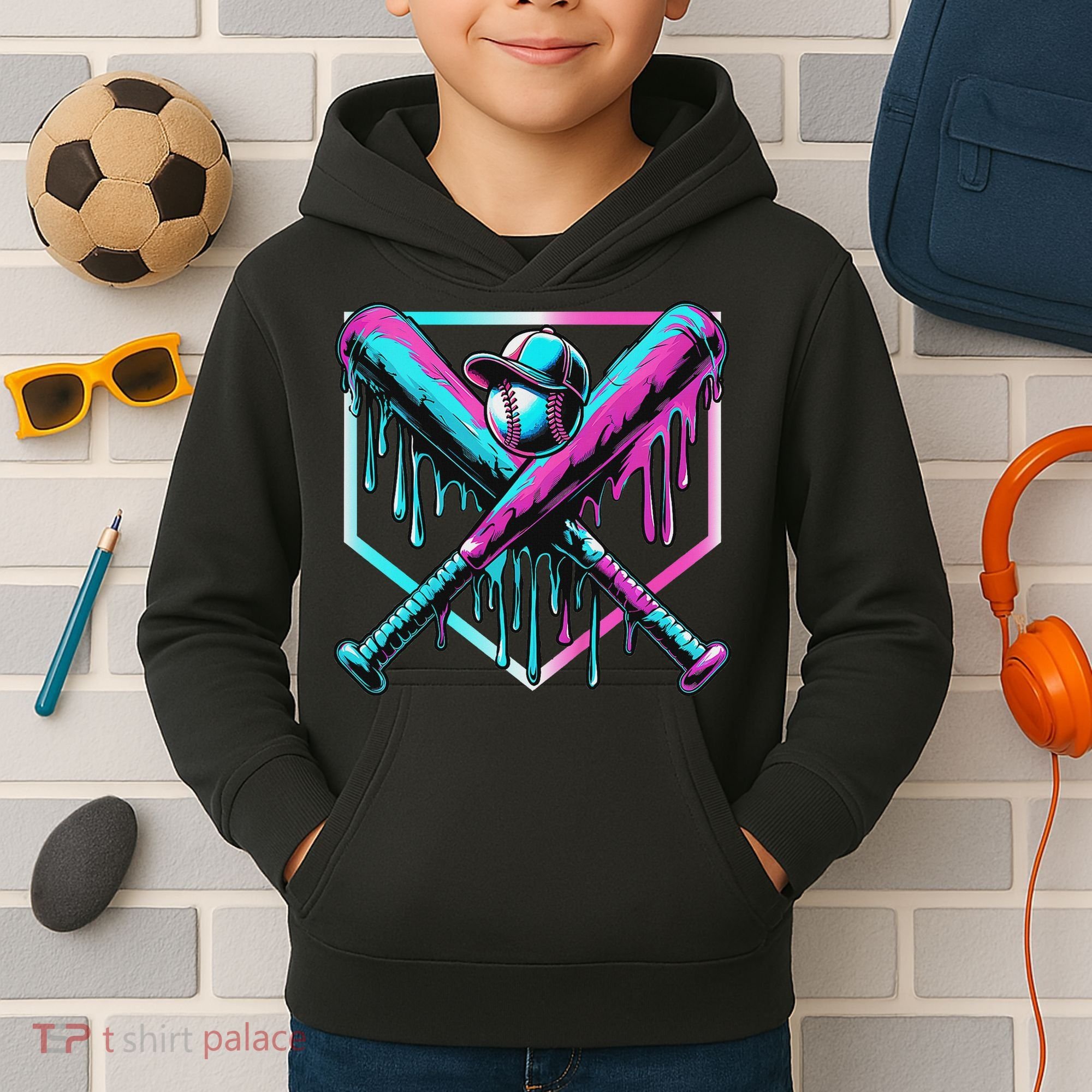 Baseball Drip For Ice Cream Drip Baseball Kids Hoodie