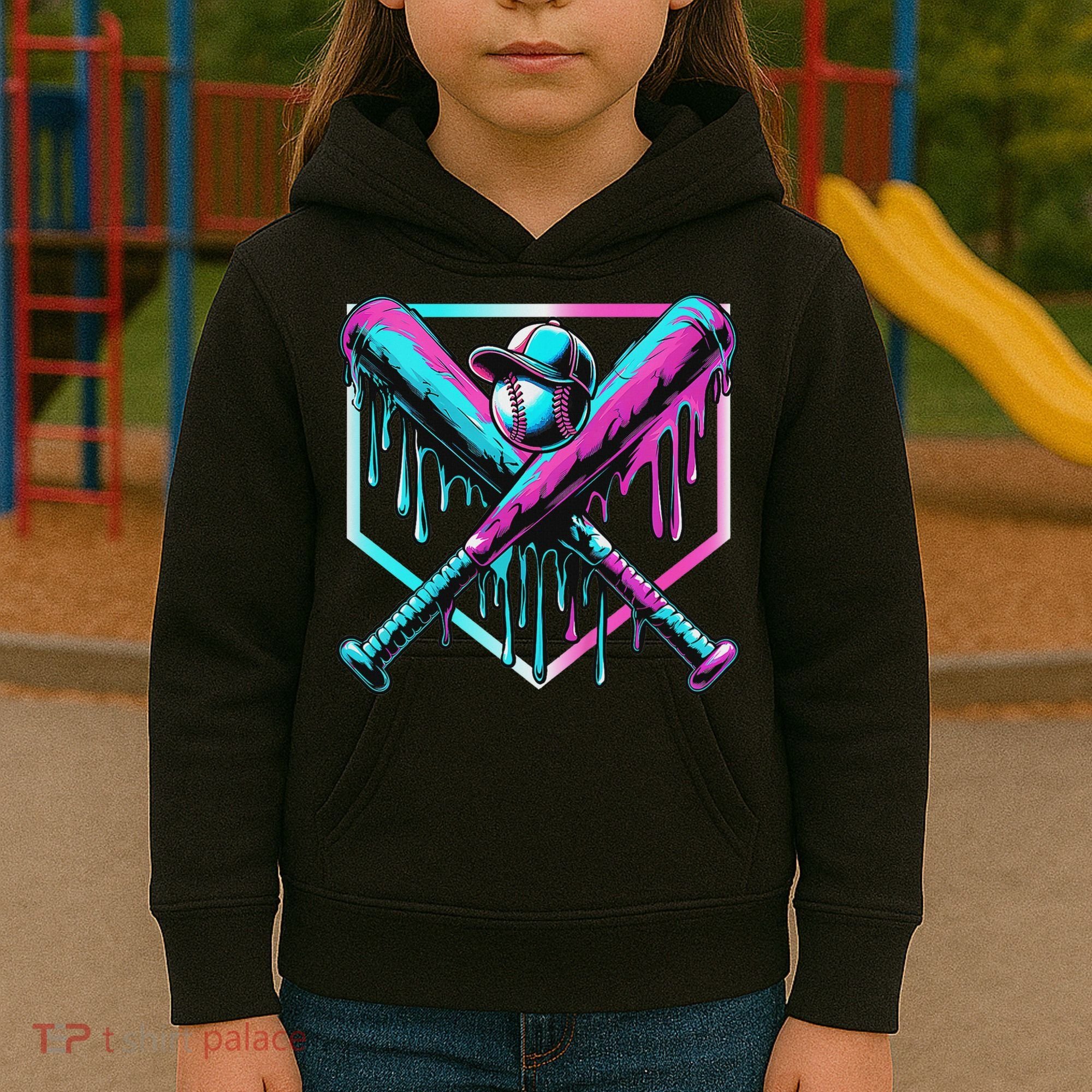 Baseball Drip For Ice Cream Drip Baseball Kids Hoodie