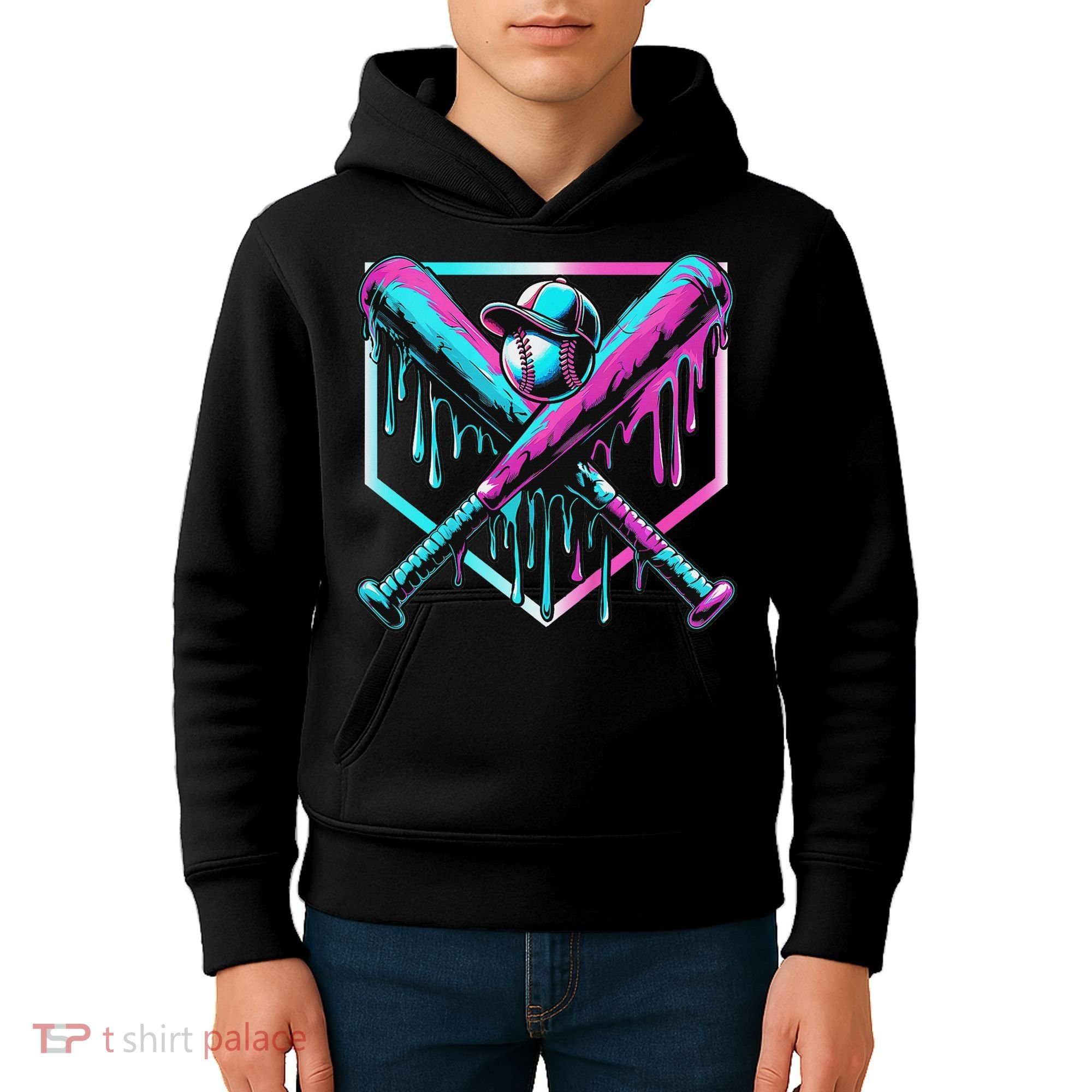 Baseball Drip For Ice Cream Drip Baseball Kids Hoodie