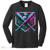 Baseball Drip For Ice Cream Drip Baseball Kids Long Sleeve Shirt thumb 0
