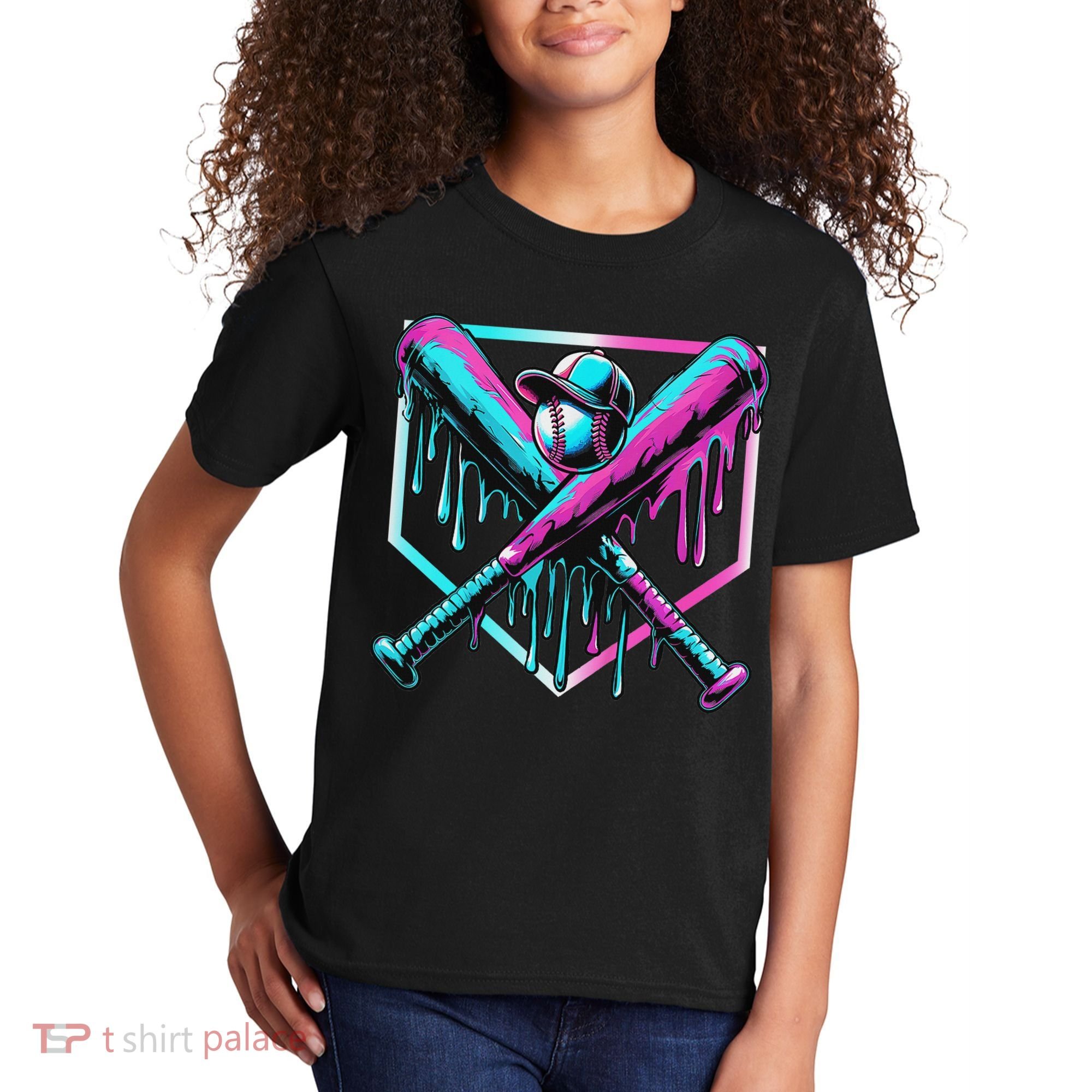 Baseball Drip For Ice Cream Drip Baseball Kids T-Shirt