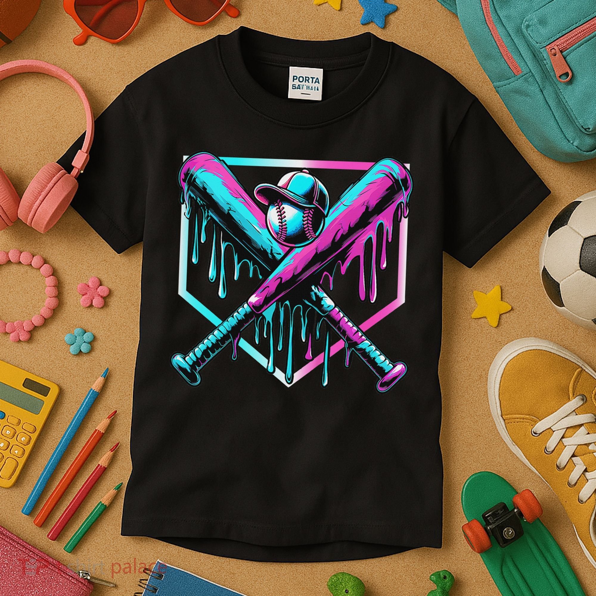 Baseball Drip For Ice Cream Drip Baseball Kids T-Shirt