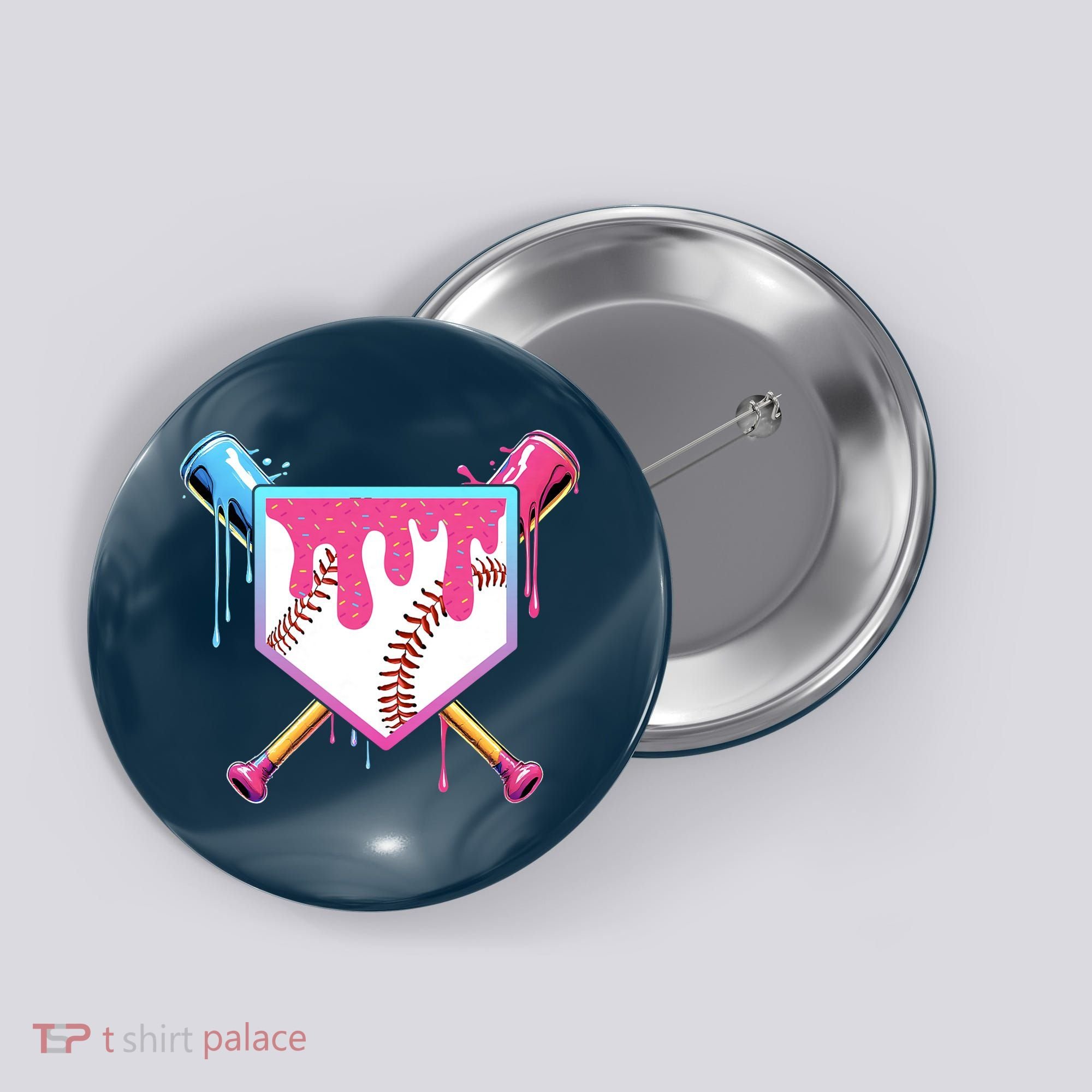 Baseball Drip For Boys Ice Cream Drip Baseball Button