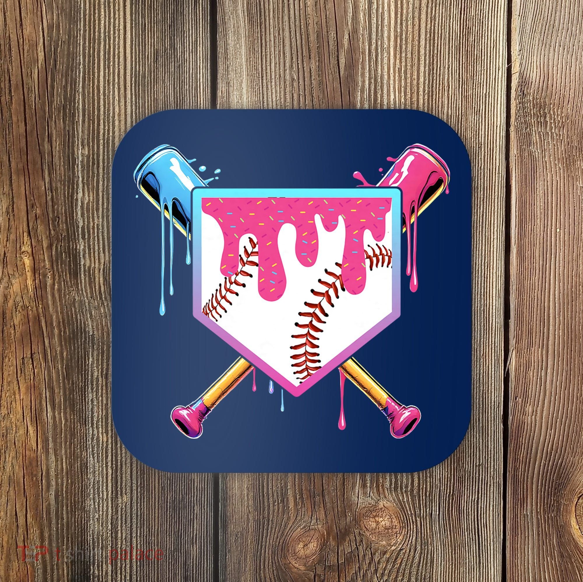 Baseball Drip For Boys Ice Cream Drip Baseball Coaster