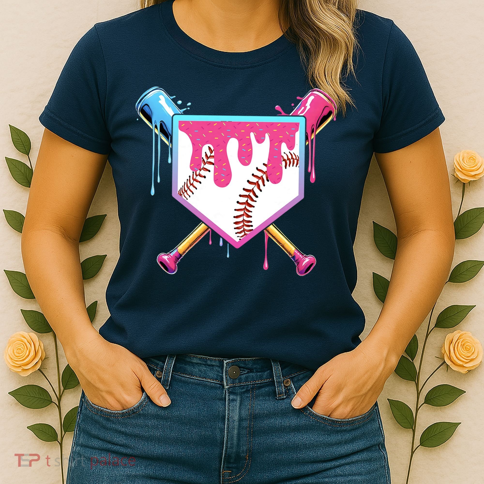 Baseball Drip For Boys Ice Cream Drip Baseball Women's T-Shirt