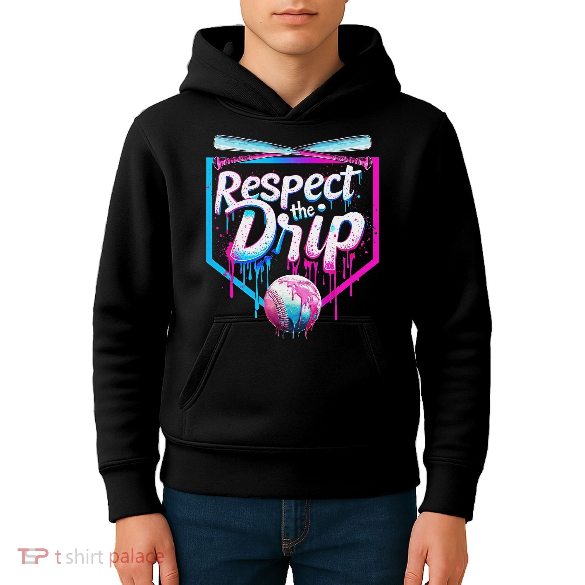 Baseball Drip For Ice Cream Drip Respect The Drip Kids Hoodie