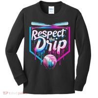 Baseball Drip For Ice Cream Drip Respect The Drip Kids Long Sleeve Shirt thumb 0