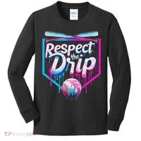Baseball Drip For Ice Cream Drip Respect The Drip Kids Long Sleeve Shirt thumb 0