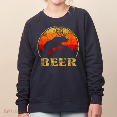 Bear Deer Funny Beer Retro Vintage Women's Sweatshirt