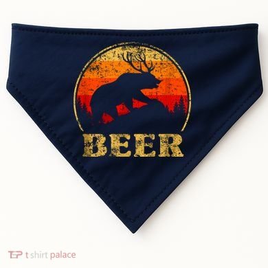 Bear Deer Funny Beer Retro Vintage USA-Made Doggie Bandana