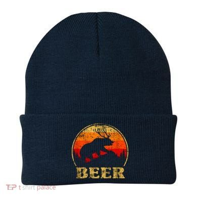 Bear Deer Funny Beer Retro Vintage Beanie