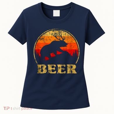 Bear Deer Funny Beer Retro Vintage Women's T-Shirt