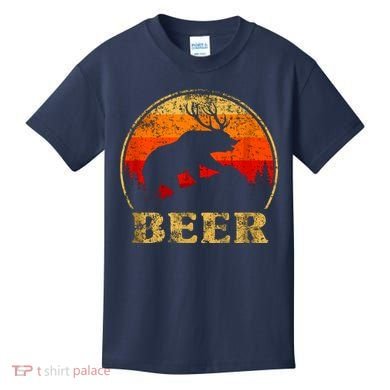 Bear Deer Funny Beer Retro Vintage Kids T-Shirt