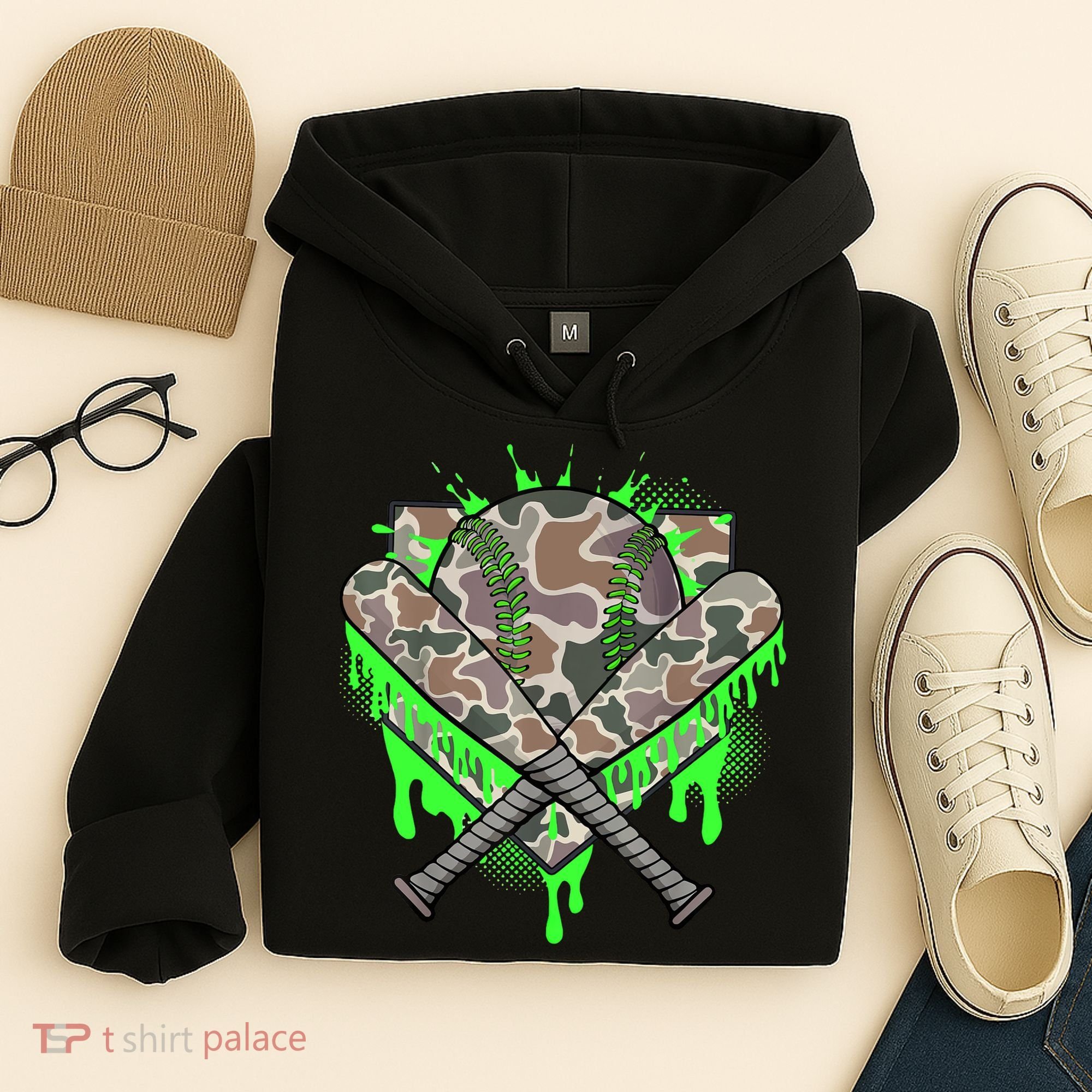 Baseball Drip For Boy Ice Cream Dripping Boy Baseball Camo  Hoodie