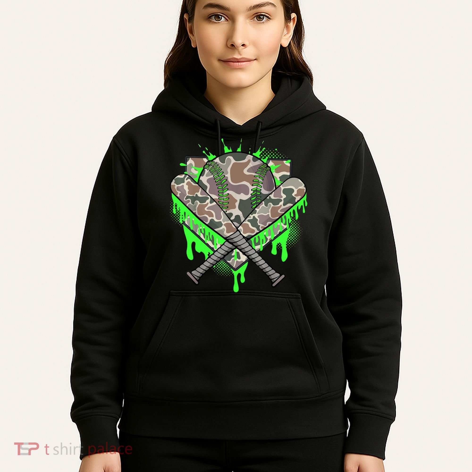 Baseball Drip For Boy Ice Cream Dripping Boy Baseball Camo  Hoodie