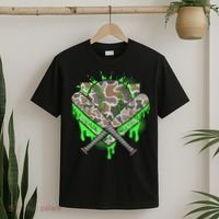 Baseball Drip For Boy Ice Cream Dripping Boy Baseball Camo  T-Shirt thumb 2