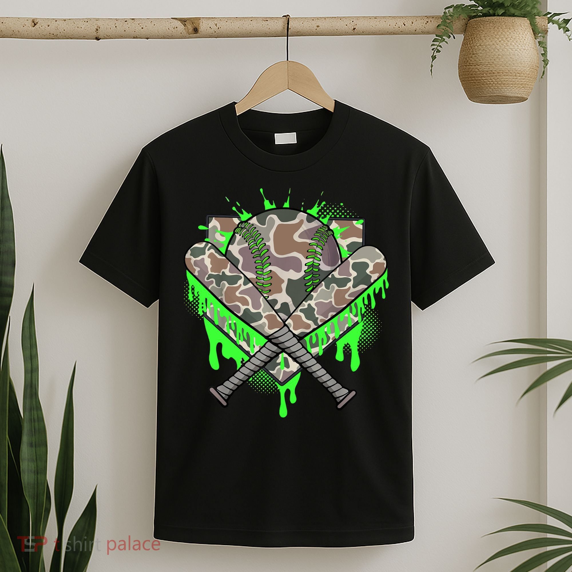 Baseball Drip For Boy Ice Cream Dripping Boy Baseball Camo  T-Shirt