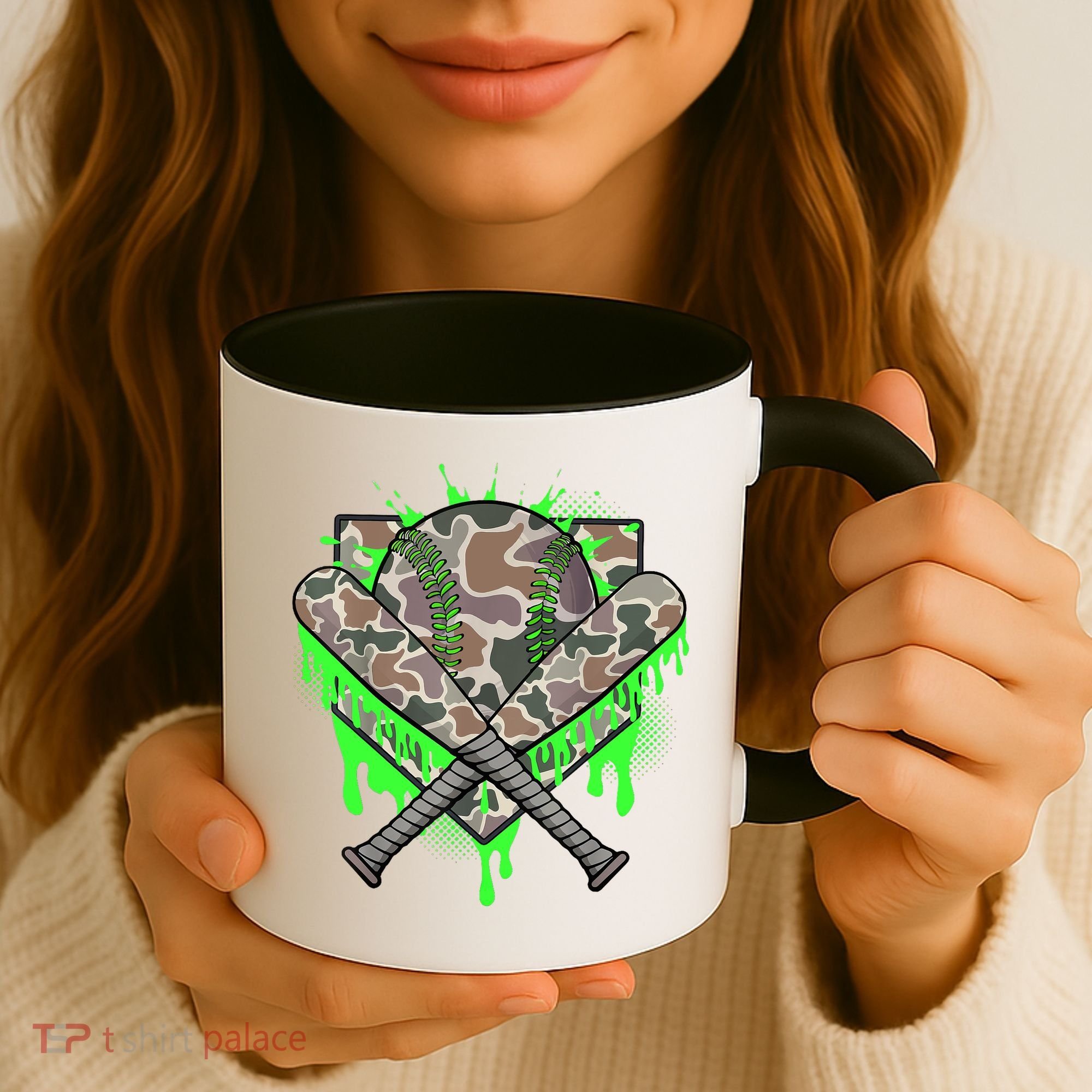 Baseball Drip For Boy Ice Cream Dripping Boy Baseball Camo  Coffee Mug