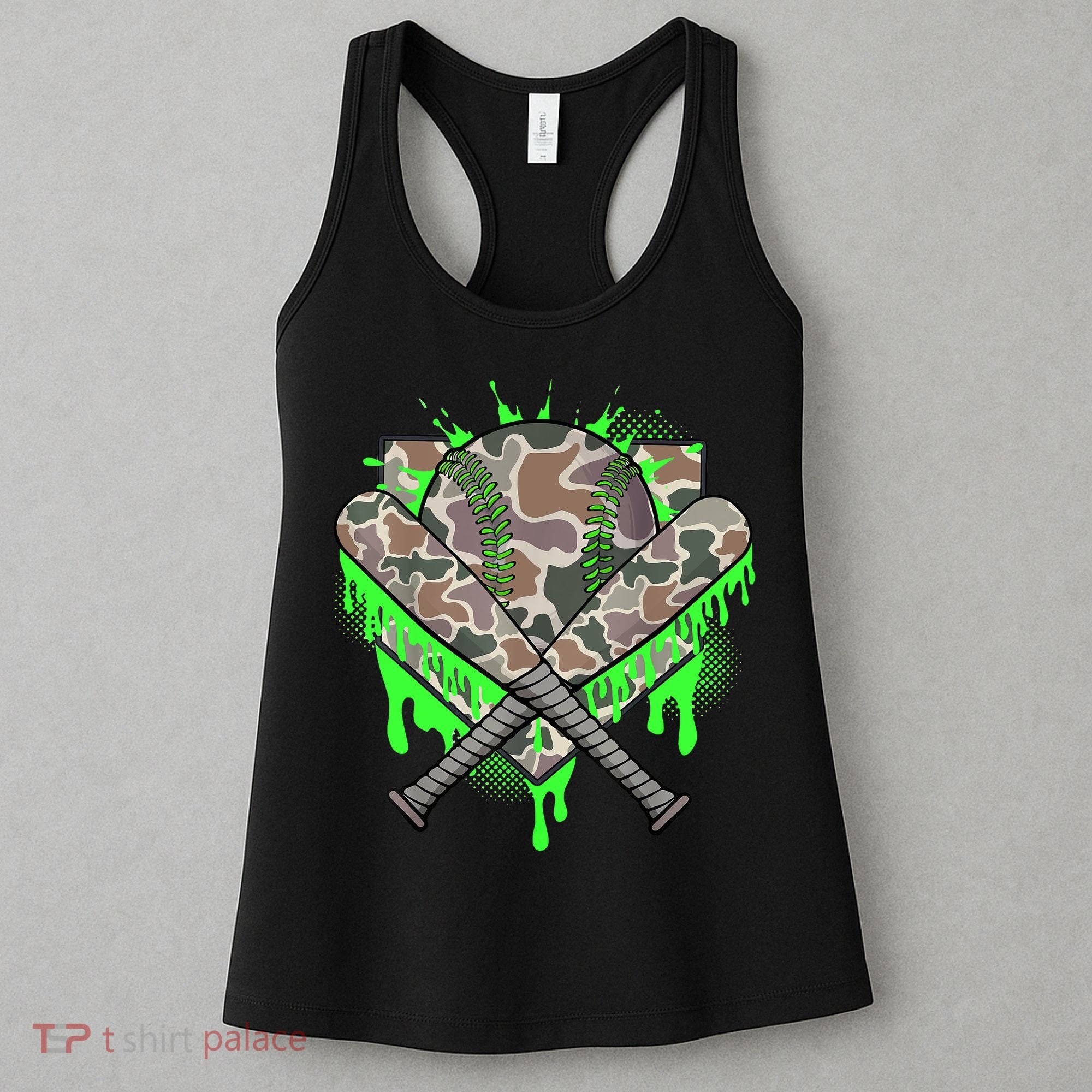 Baseball Drip For Boy Ice Cream Dripping Boy Baseball Camo  Women's Tank Top