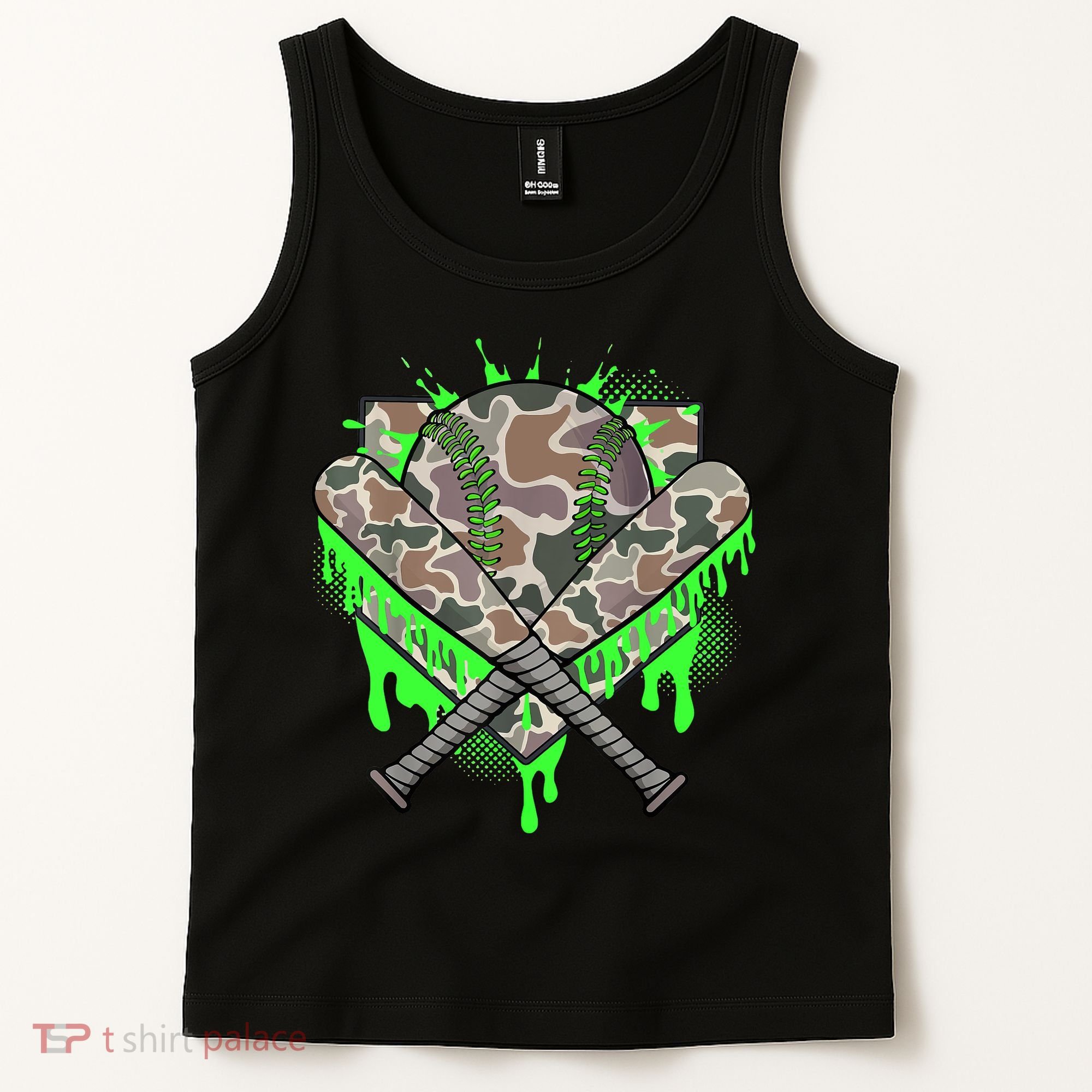 Baseball Drip For Boy Ice Cream Dripping Boy Baseball Camo  Tank Top