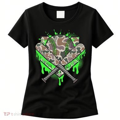 Baseball Drip For Boy Ice Cream Dripping Boy Baseball Camo  Women's T-Shirt