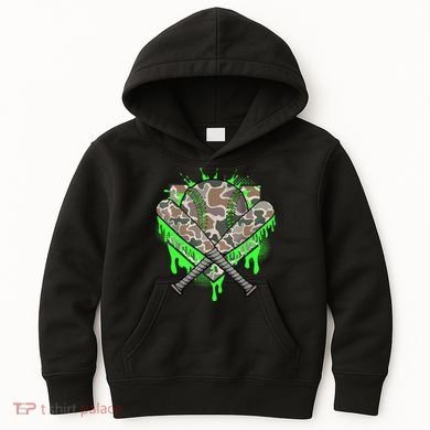 Baseball Drip For Boy Ice Cream Dripping Boy Baseball Camo  Kids Hoodie