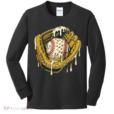 Baseball Drip For Ice Cream Drip Respect The Drip Kids Long Sleeve Shirt