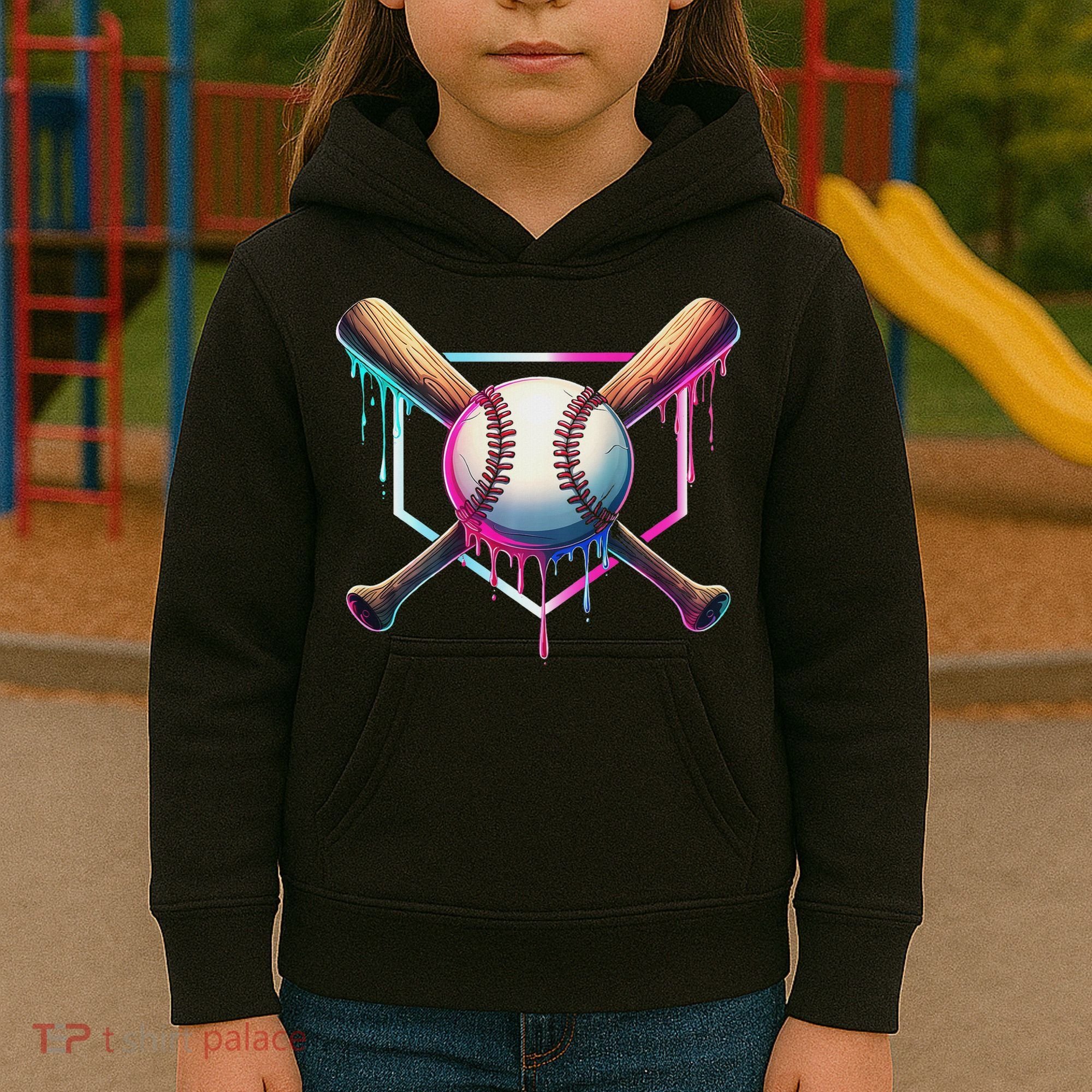 Baseball Drip For Ice Cream Respect The Drip Kids Hoodie