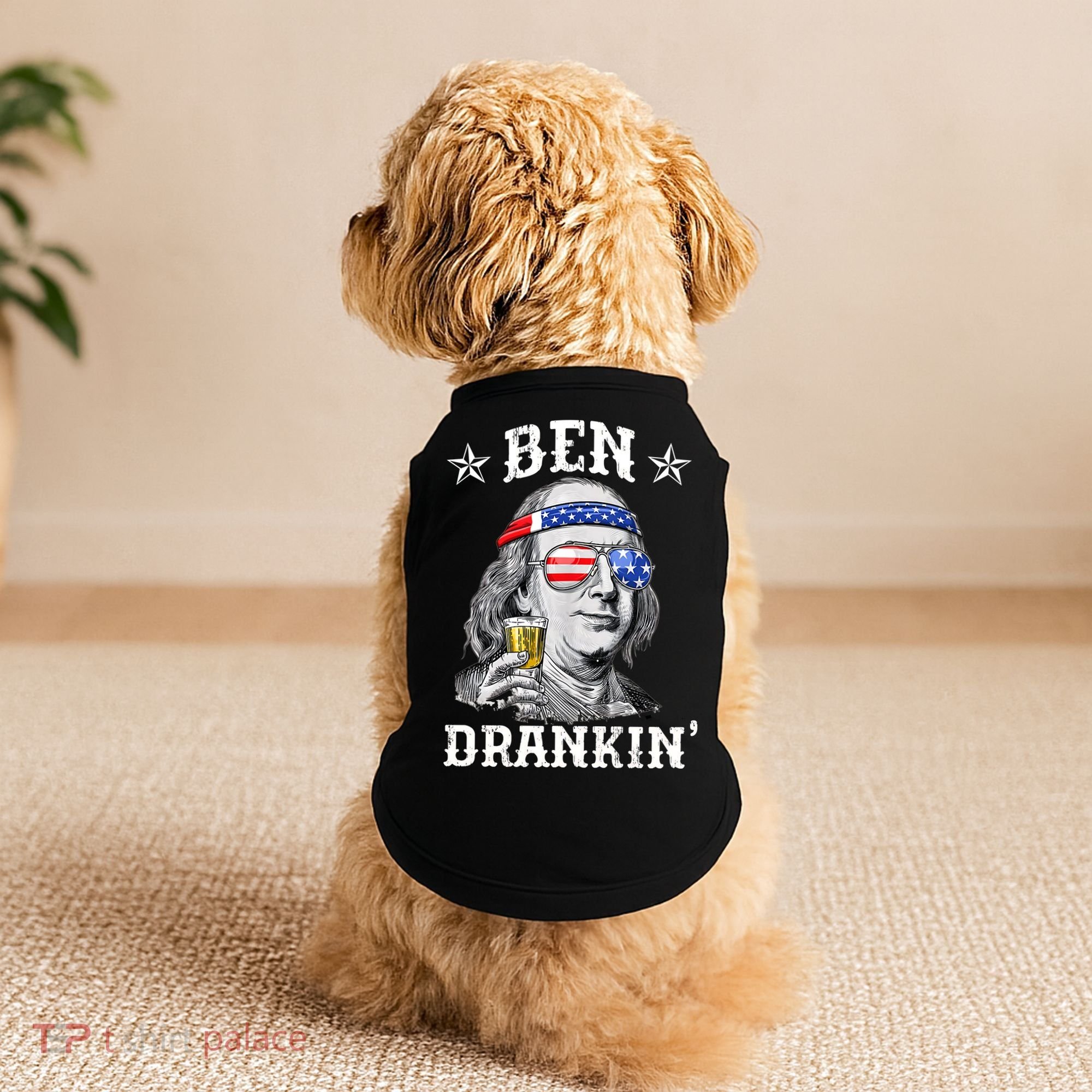 Ben Drankin Funny 4th Of July Doggie Tank