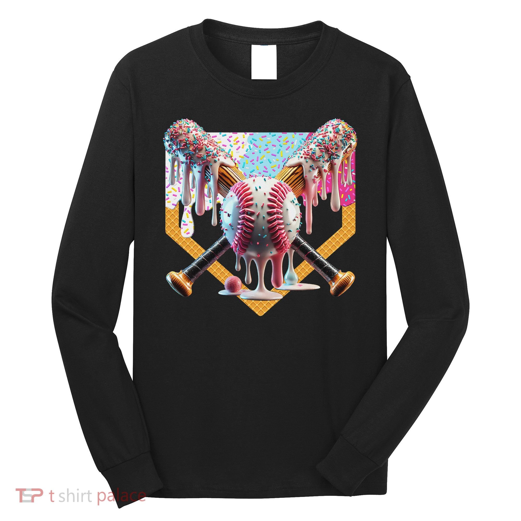 Baseball Drip For Ice Cream Drip For Boy Baseball Long Sleeve Shirt